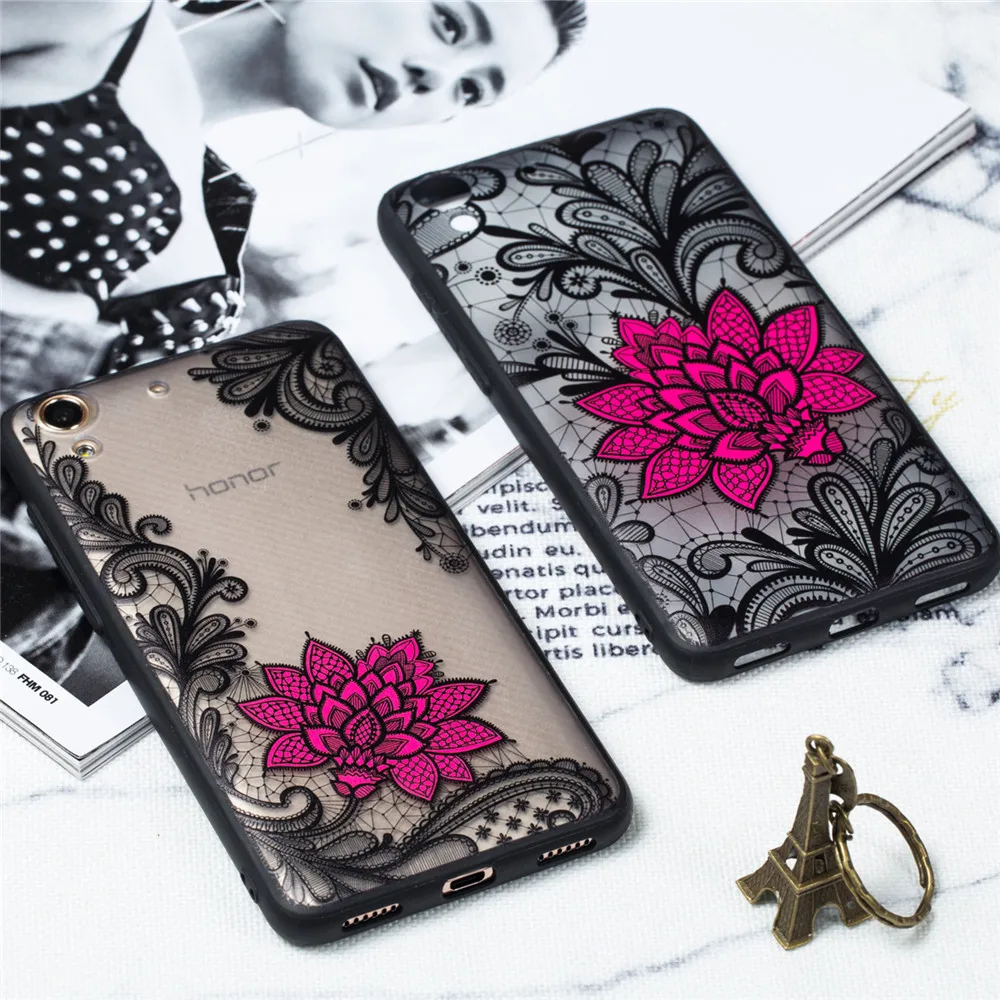 

Sexy Floral Phone Case For Huawei Y6ii novel fashion Hard PC+TPU Back Cover For Huawei Y6 II CAM-L23 Y6ii CAM-L21/L32 Y6 2