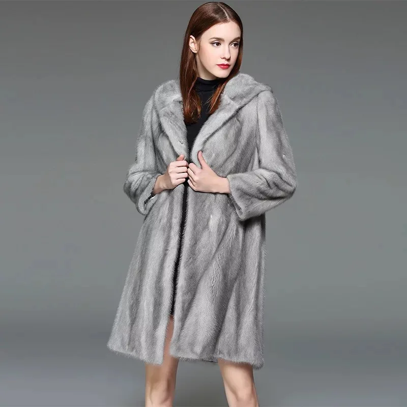 Femmes Importation Marque Qualité Luxe 078 Avec Veste Ceintures Tu144 Haute Fourrure Sapphire Long À Lady Élégant De 2017 Hiver Naturel Des Vison Manteau dtqII