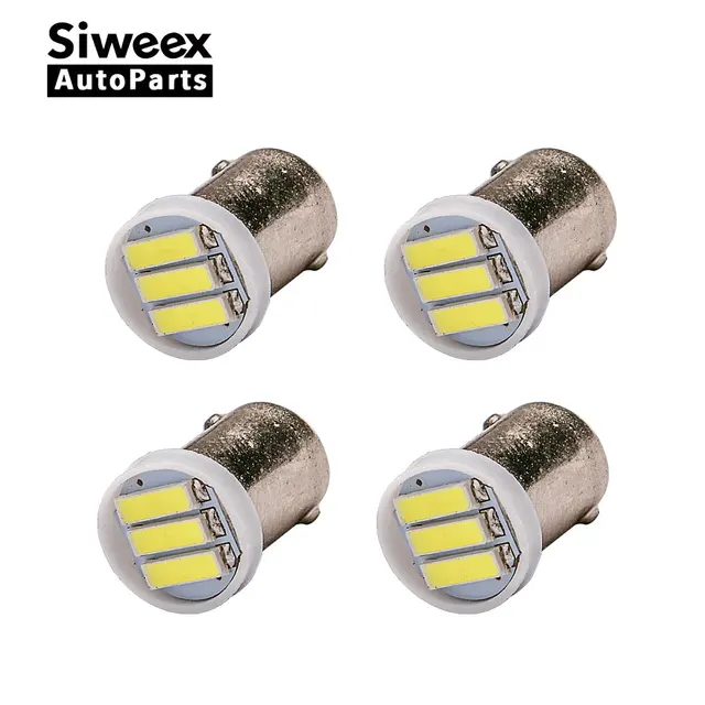 4x BA9S T4W 2W 3led 7020 SMD LED White Light 6500K Car Auto Backup Reserve bulbs lamps DC 12V