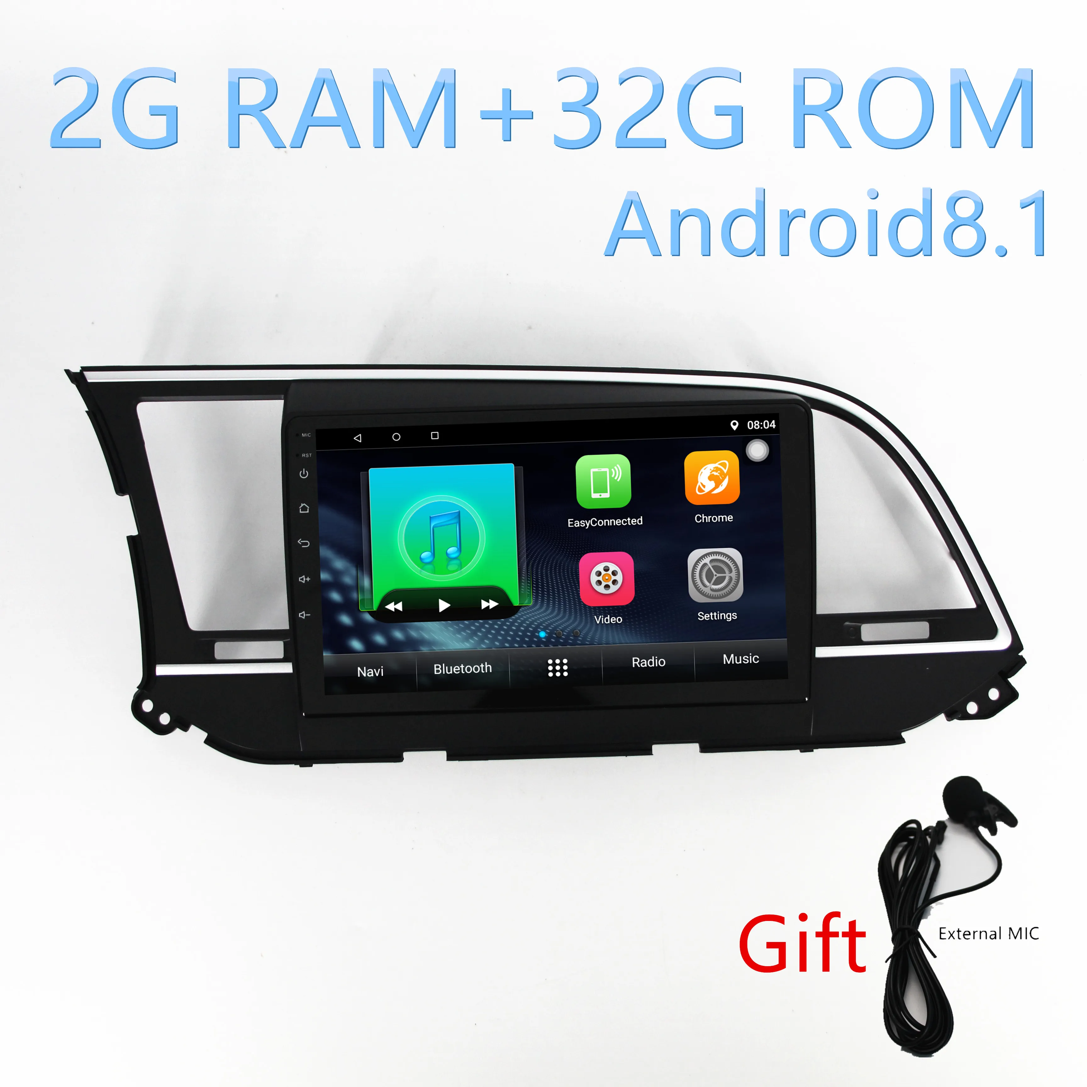 Top 1din car Android8.1 multimedia player 2.5D stereo radio For Hyundai Elantra Avante 2016 2017 2018 with gps navigation BT Music 0