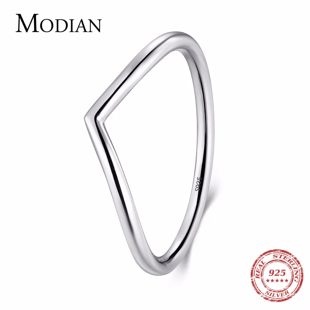 Modian 2018 New Stackable 100% 925 Sterling Silver Simple Fashion Geometric Ring Classic Finger Clear Wedding jewelry For Women
