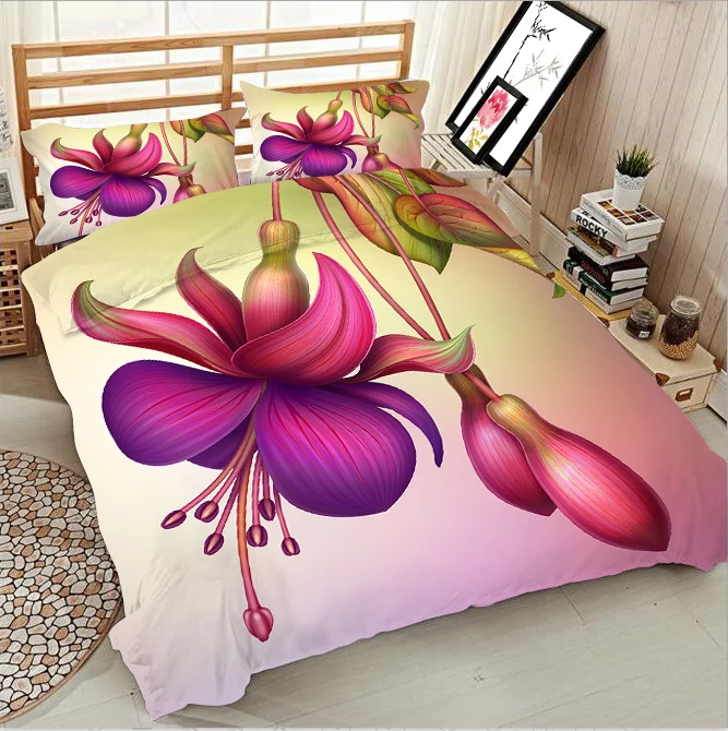 

arge purple positioning flower 3d effect photo bed linen can be customized photo pattern