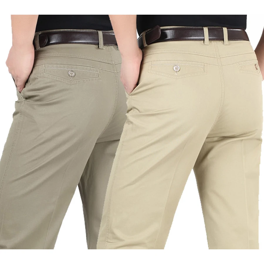 Summer style thin men's casual pants high waist cotton men loose straight long suits pants middle-aged Business leisure trousers Summer style thin men's casual pants high waist cotton men loose straight long suits pants middle-aged Business leisure trousers