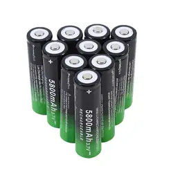 10 шт практическая Перезаряжаемые 18650 батареи 5800 mAh 3,7 V Перезаряжаемые батареи прочный 18650 батареи