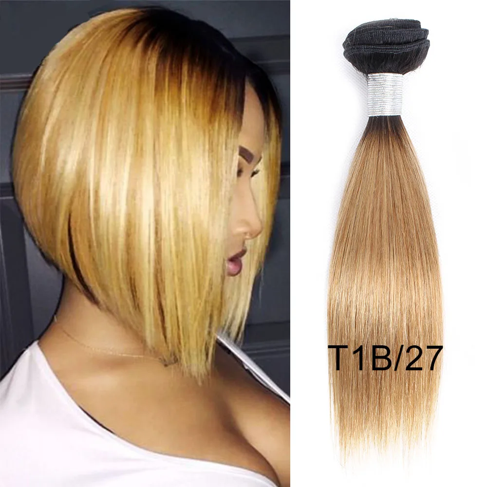 MOGUL HAIR 4 Bundles T 1B 27 Dark Root Honey Blonde 50g/pc Ombre Brazilian Straight Remy Human Hair Natual Color Short Bob Style MOGUL HAIR 4 Bundles T 1B 27 Dark Root Honey Blonde 50g/pc Ombre Brazilian Straight Remy Human Hair Natual Color Short Bob Style