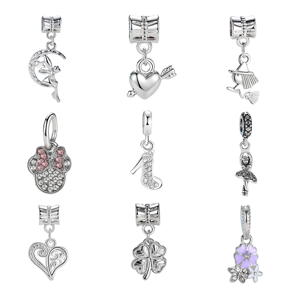 

2018 High-Heeled Shoes Pendant Crystal Bead Charm Fit Women Pandora CHARM alloy plated original Bracelet & Bangle DIY P013