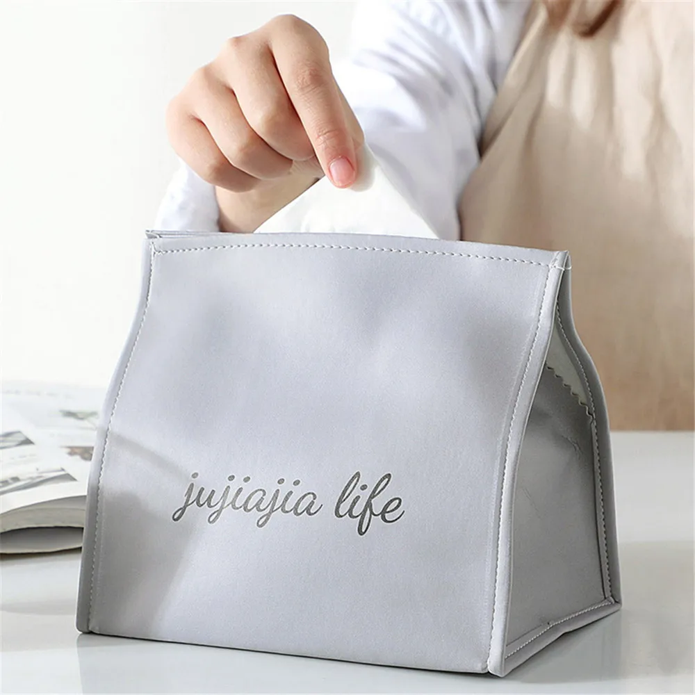 

PU Leather Tissue Box Black White Letter Pattern Home Kitchen Paper Holdler Storage Box Ins Nordic Paper Towel Container 1pc