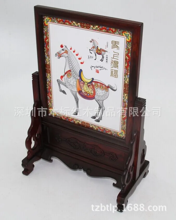 

Mahogany table plaque carved wooden folding screens craft crafts table plaque screen screen factory in Shenzhen