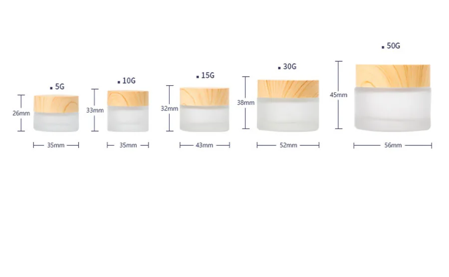New-Design-12-x-50g-30g-15g-10g-5g-Frost-Glass-Cream-Jar-with-wooden-lids (2)