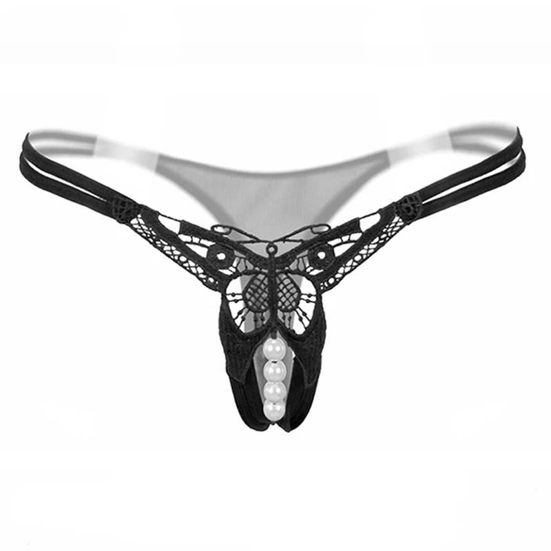 New Butterfly Hollow Out Sexy G String Women Underwear Low Waist Beading Sexy Panties Thongs