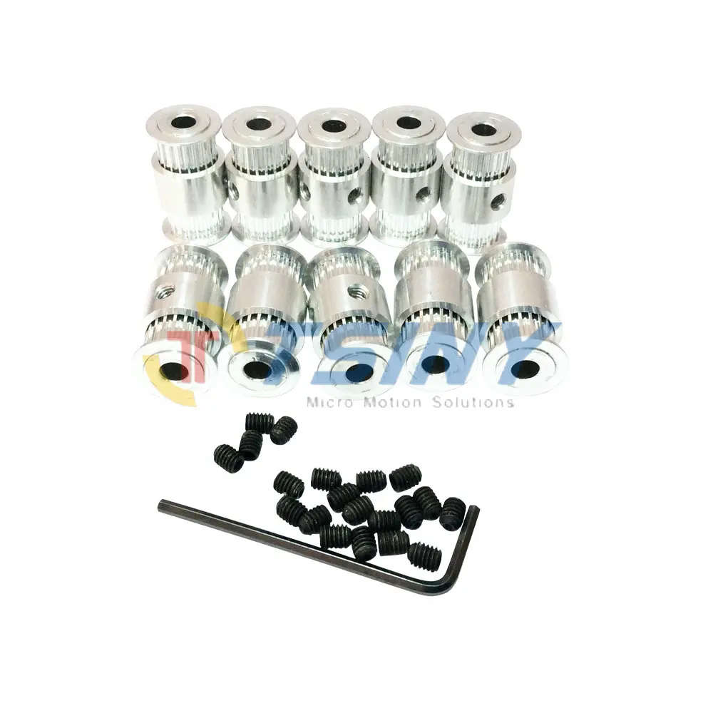 

10pcs Double Head 2GT Alumium Belt Pulley Bore 5mm Teeth Number 20 Teeth Width 7mm for 3D Printer Parts