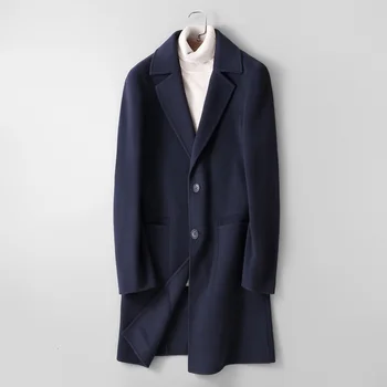 

2018 Men high quality double-faced woolen trench coat Men Outerwear Casual Coat Men's Business Jacket Windbreaker Men