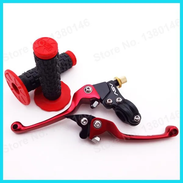 Красный 7/" рукоятка мягкая дроссельная заслонка+ ASV складной тормозной рычаг сцепления для мотокросса Dirt Pit Bike CRF50 KLX мотоцикл