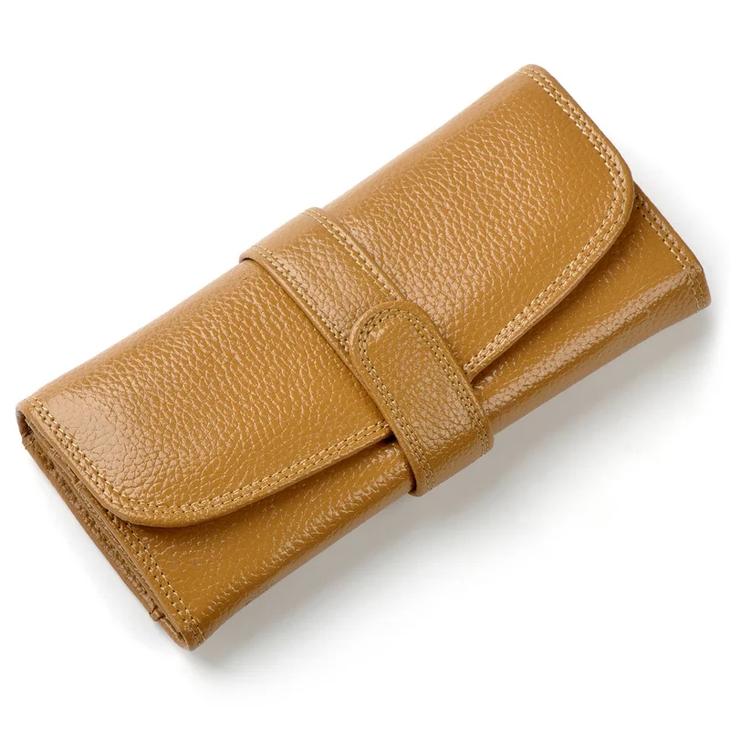 hasp леди кошелек из натуральной большие кожаные бумажники для женщин Мода натуральной яловой кожи клатч