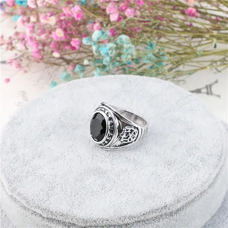 OBSDE Big Signet Vintage Rings Oval Black Stone