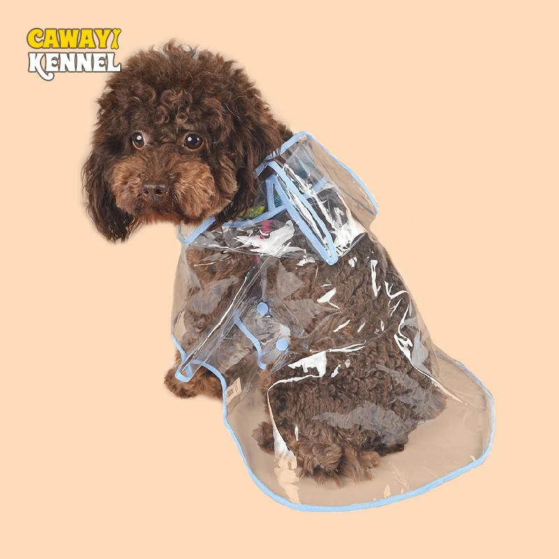 CAWAYI KENNEL PVC Transparent Color Waterproof Snap Button Pet Dog Raincoat Outdoor Jacket Coat Winter Overalls D1490 |