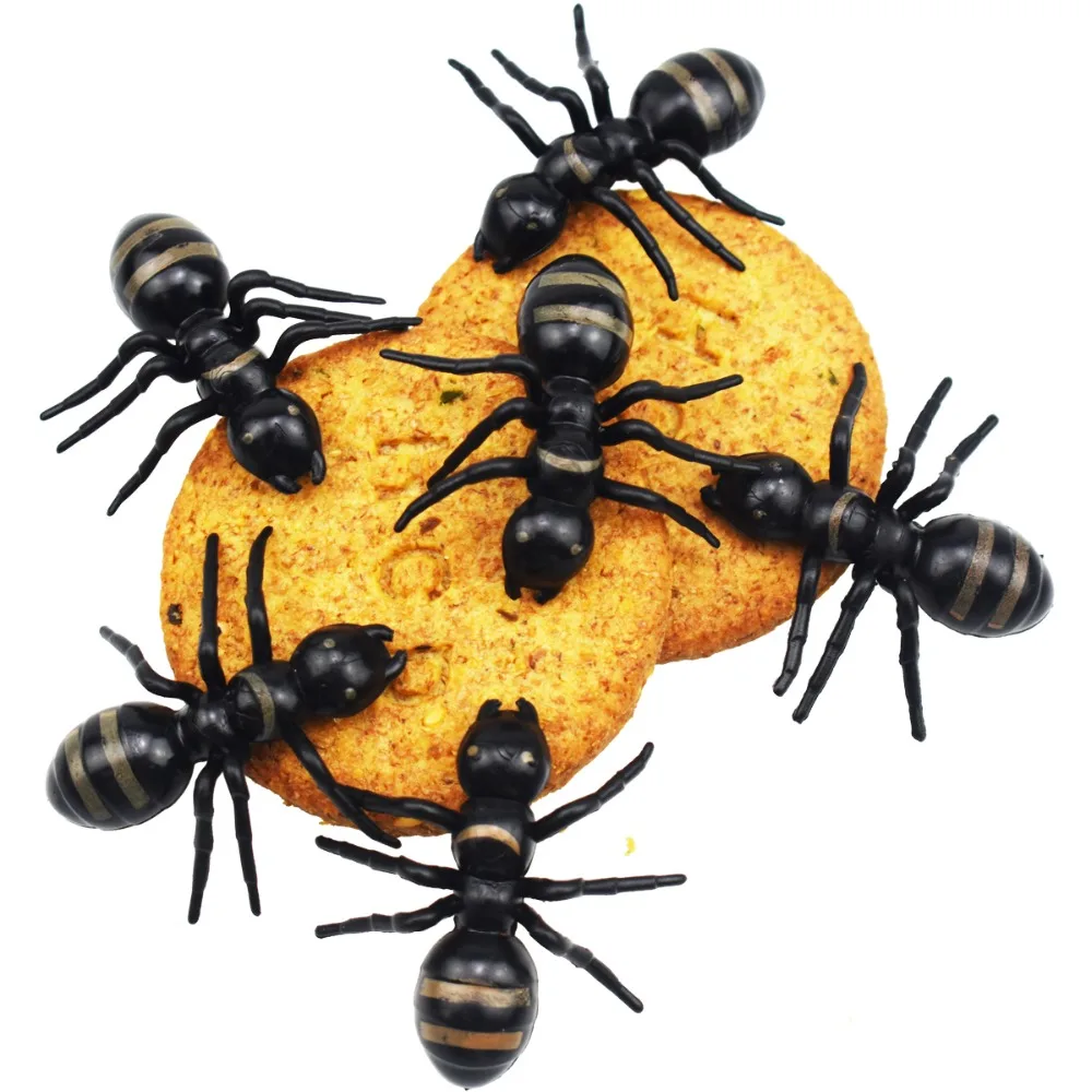 

50Pcs Big Ant Giant Ants Queen Black Plastic Realistic Insects Joke Scary Tricky Toys For Halloween Party Supplies Decor