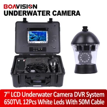 50m Cable Underwater Fishing Camera 12Pcs Led Lights 7 Inch Color LCD DVR System Fish Finder Camera Rotate 360 Degree Up To 16GB