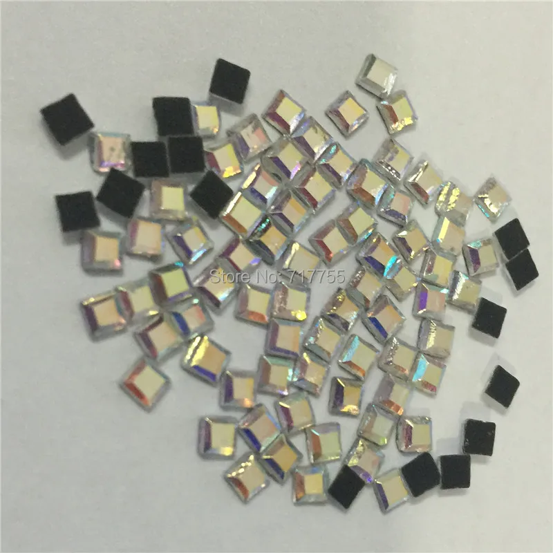 Strass Forma Quadrato 3 X 3 Mm vetro Hotfix 80 pezzi colore cristallo 
