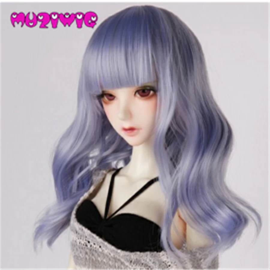 BJD Doll 1//3 9-10 Wig Long Wave Hair Slanted Bangs High Temperature Fiber Girl
