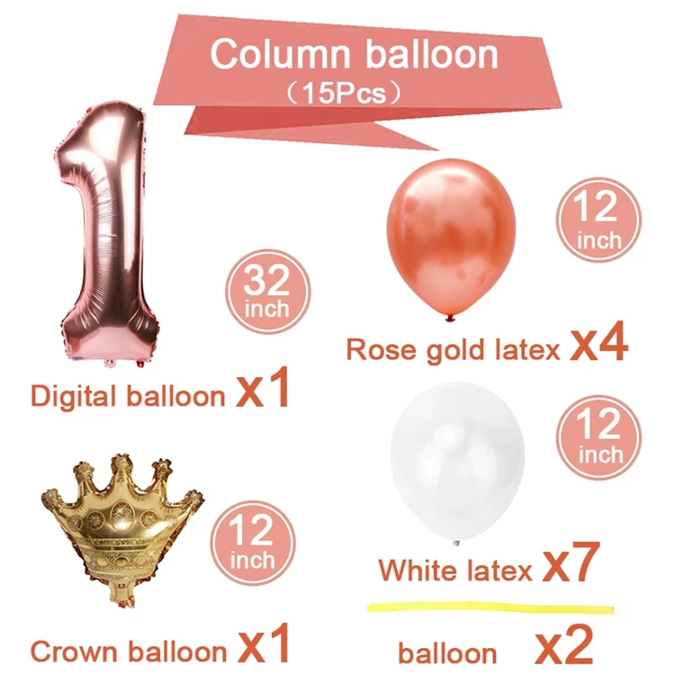 Розовый Золотой воздушный шар для колонны, Набор детских принадлежностей для дня рождения, одноразовая посуда, украшения, единорог, Замороженная Принцесса, декорации вечеринок