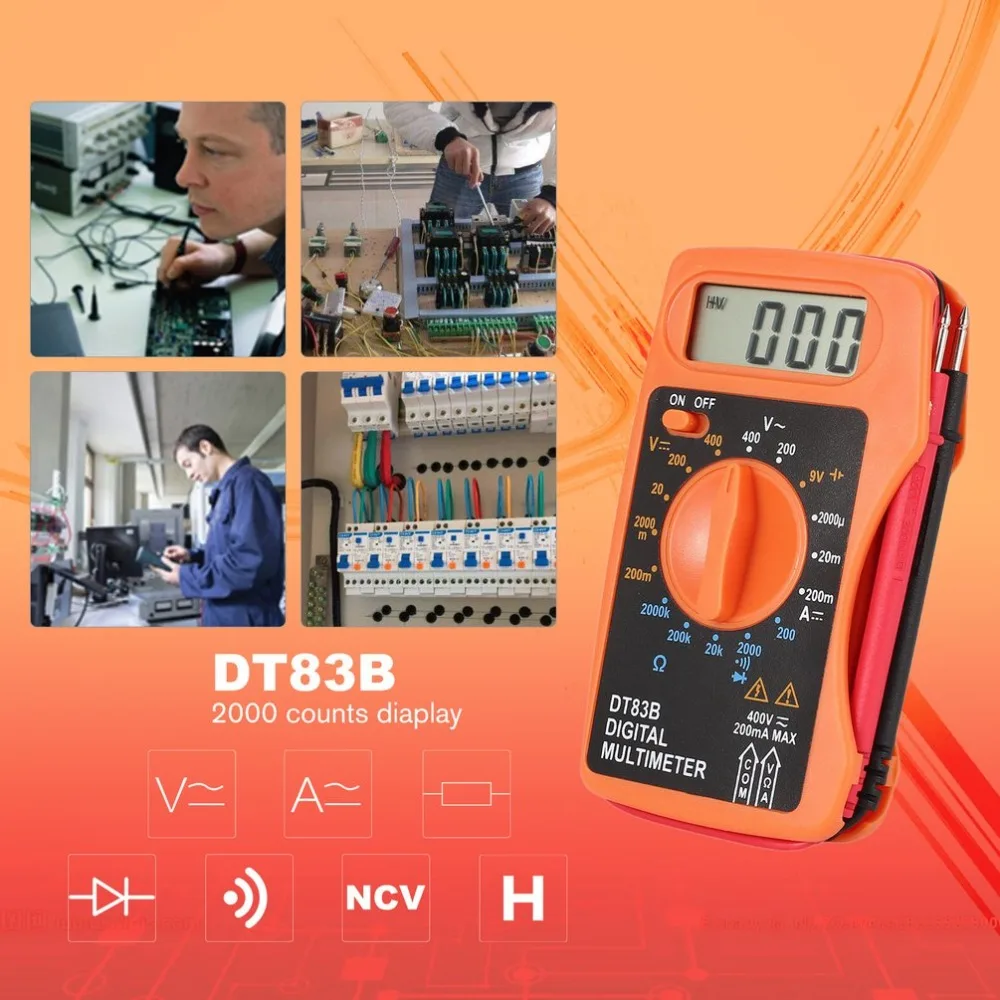 DT83B Карманный интегрированный цифровой мультиметр AC/DC измеритель напряжения