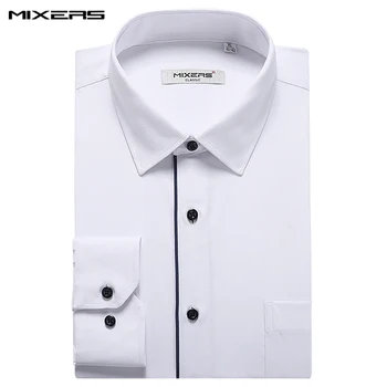 

2018 New Arrival Men's Formal Dress Shirt Long Sleeve Combed Cotton Tuxedo Shirt Men White Wedding Shirts Men Clothes camisas