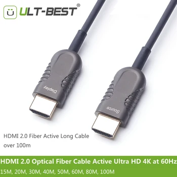

ULT-BEST HDMI 2.0 Optical Fiber Cable Active Light High Speed Ultra HD 4K60Hz HDMI2.0 Subsampling 4:4:4/4:2:2/4:2:0 50m 80m 100m