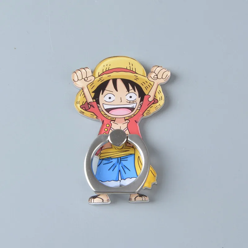 Anime One Piece Figure Luffy Straw Hat Sanji Metal Finger Ring Stand Holder for Mobile phone Creative Cartoon Sticker Bracket