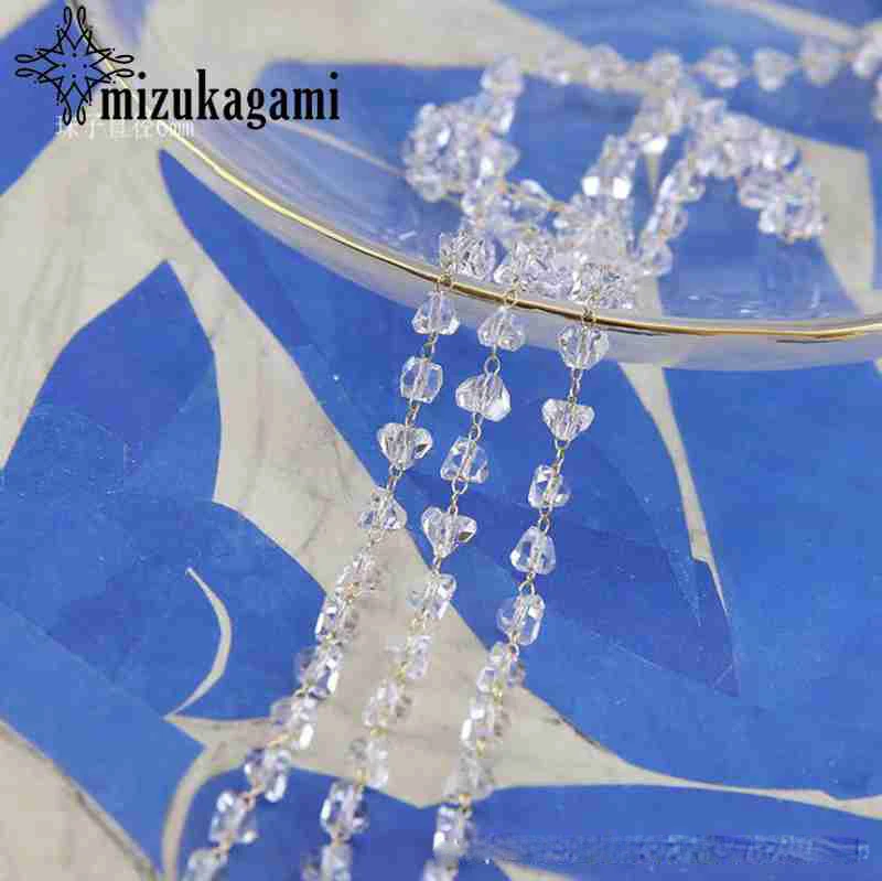 Handmade 0.5 Meter Golden Plated Pearl Crystal Tassel Chain For DIY Fashion Tassel Earrings Jewelry Making Accessories