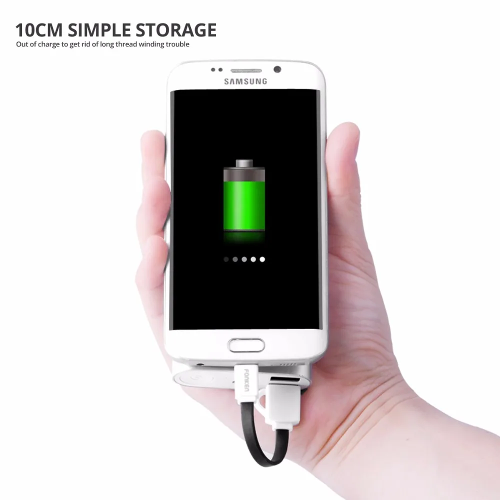 FONKEN المصغّر usb كابل جيب الهاتف المحمول كابل السفر قطع كبل شحن الهاتف 10 سنتيمتر ماكس 2.4a المعكرونة شاحن متنقل كابل