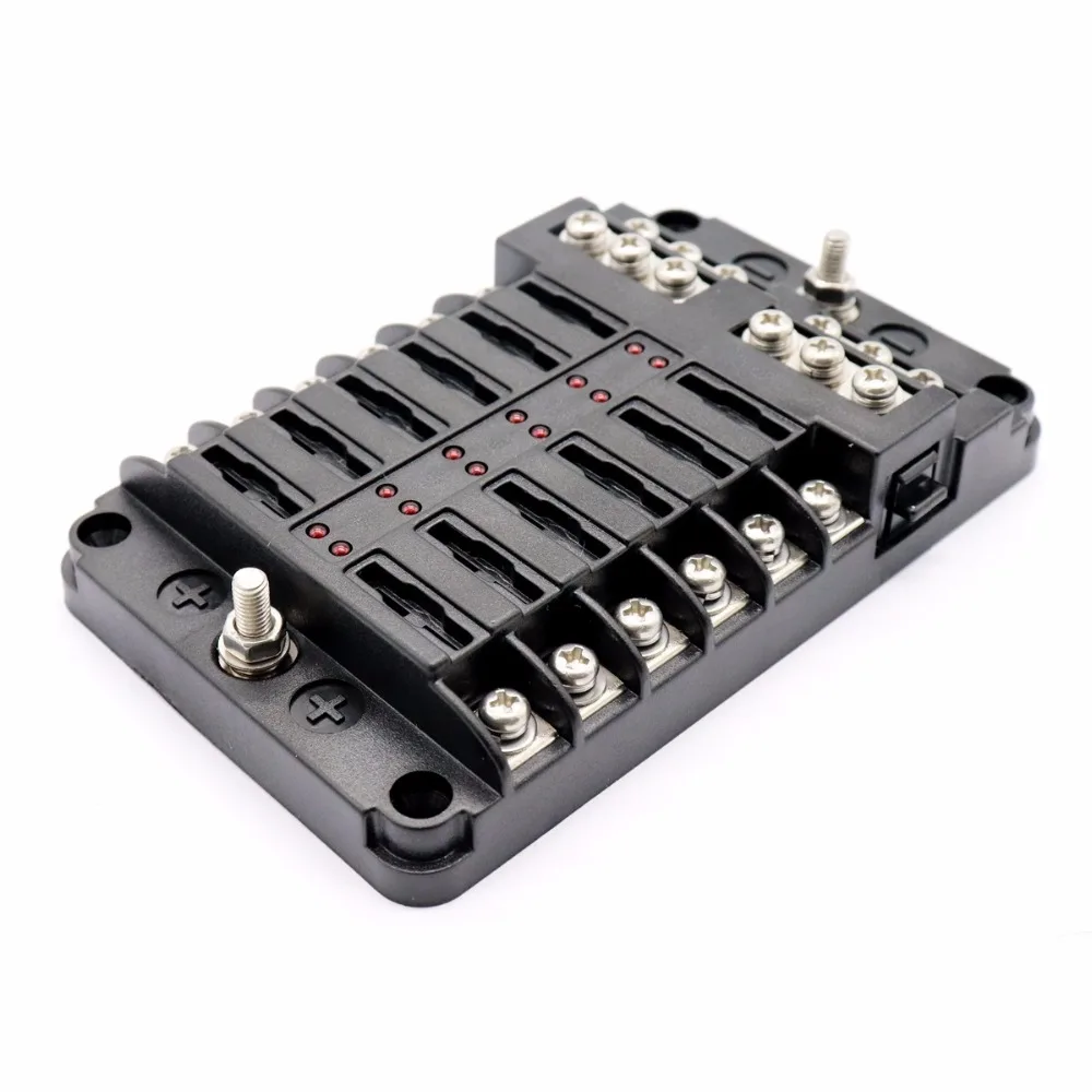 Suporte com Indicador Blocos de Fusível do Carro e Barco Suporte de Caixa de Fusível com Lâmina de 12 Led para Carro Vias Gatch Camper Caminhão Automotivo Acessórios Marinhos 7 Equip. marít.
