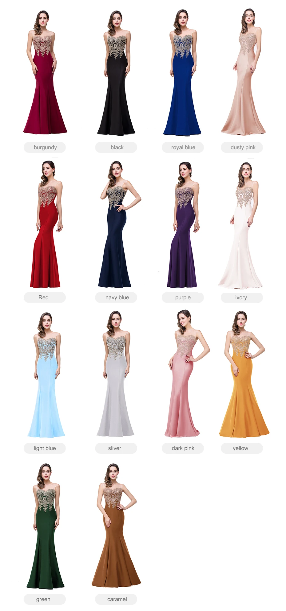 Long Appliques Backless Mermaid Lace Evening Bridesmaid Dress in Bridesmaid dresses