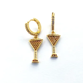 

5 Pairs Fashion Unique Wine Champagne cz goblet Earrings,drop yellow cz Cup Earring for Women Jewelry ER930