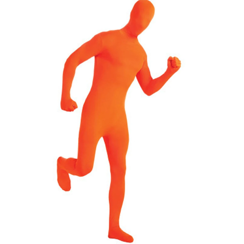 Невидимый эффект кожи костюм тело костюм вечерние эластичный удобный взрослый Chroma ключ Хэллоуин 6 цветов экран костюм плотный костюм XXL - Цвет: Оранжевый