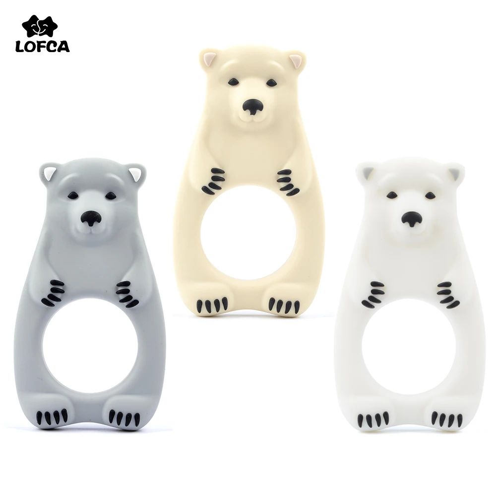 

LOFCA Polar bear Silicone Teether Baby Teething Toy BPA FREE Soft Chewable Dog Teether Making Necklace Pacifier Clip Chain