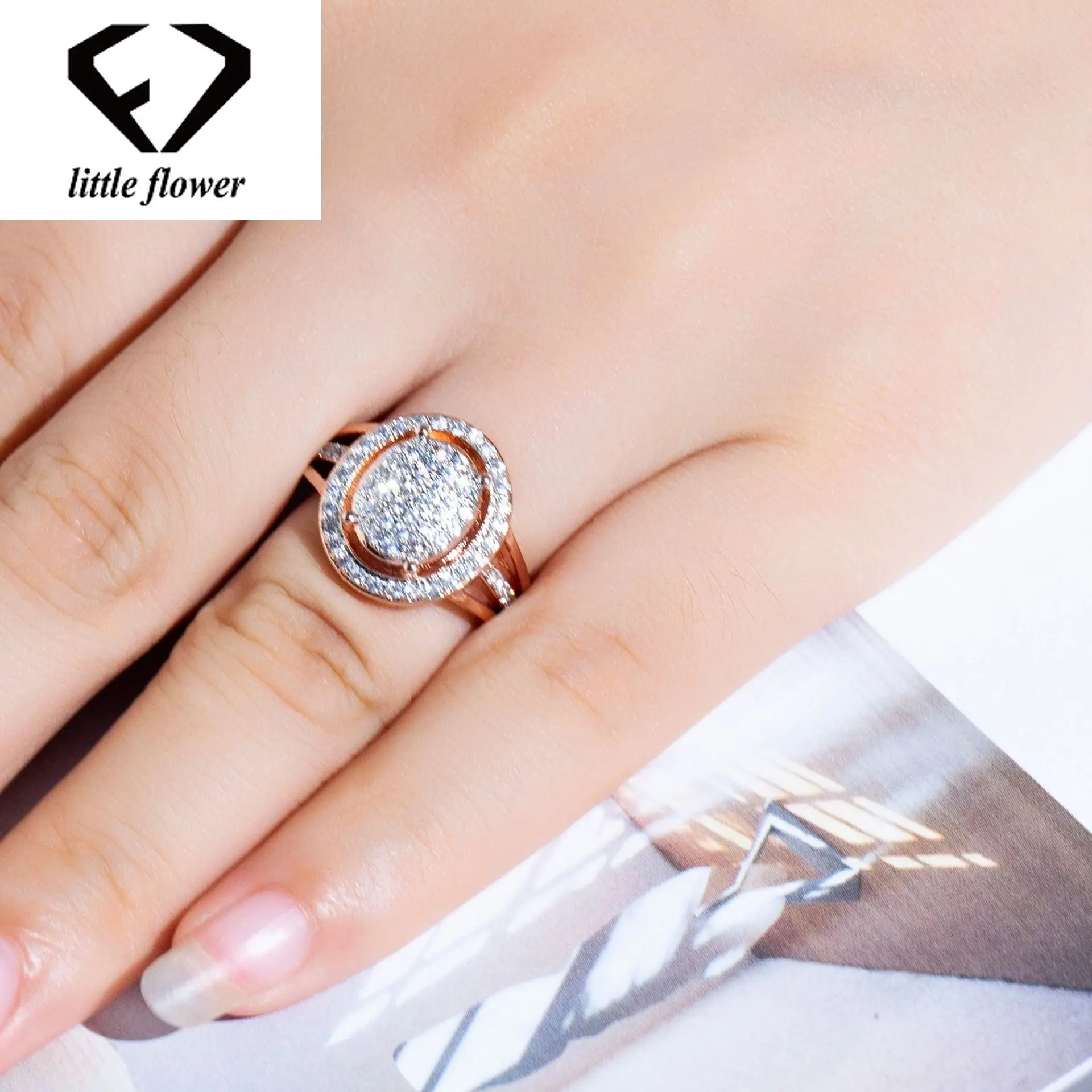 

New 14K Rose-gold Split Ring with Diamond Anillos De Bague Etoile Bizuteria for Women Gemstone Diamante Jewelry Rings 6 7 8 9 10