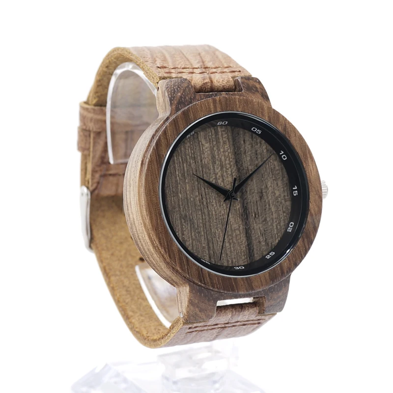 BOBO BIRD Wooden Quartz Men Watches Casual Leather Strap Analog Watch With Gift Box
