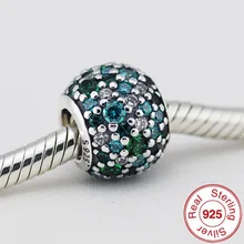 Аутентичные 925 стерлингового серебра браслеты с подвесками с зеленый фианит& Зеленый хрустальные подвески подходят для браслетов pandora Браслеты мода