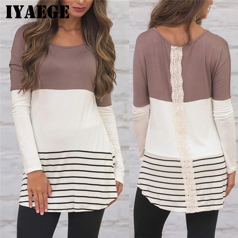 IYAEGE Autumn Fashion Women Long Sleeve Blouse Casual Back