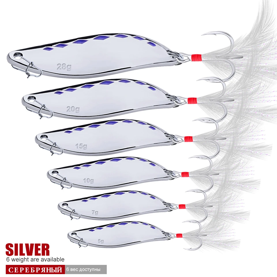 1 шт. Высокое качество Ложка приманка 4,4 см-6,5 см рыболовная приманка Золотой/Серебряный цвет Рыболовная Приманка 5 г-28 г с 2#-10# крючками рыболовные снасти