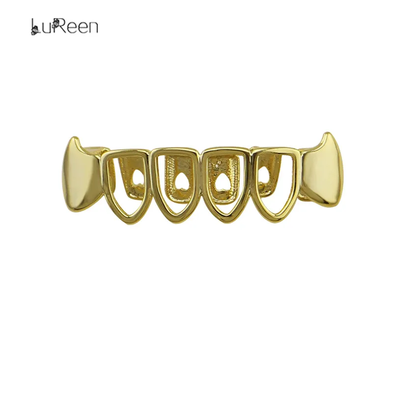 LuReen, золотые зубные грили, верхние и нижние грили, зубные полые, открытые, для гриля, вампир, Клык, зубные колпачки, ювелирные изделия для тела, вечерние