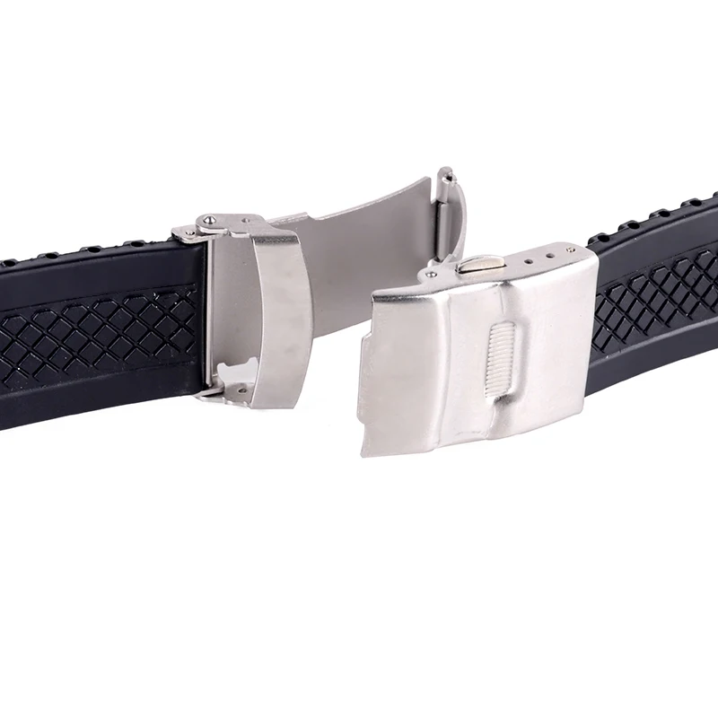 Shellhard 3Styles Sports Watch Band Waterproof Plastic Watch Band 20mm 22mm 24mm Black Watch Strap Deployment Buckle Bracelet