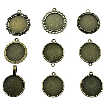 

15pcs 20mm Inner Size Round Glass Cabochon Base Setting Antique Bronze Color For Jewelry Making FM1027