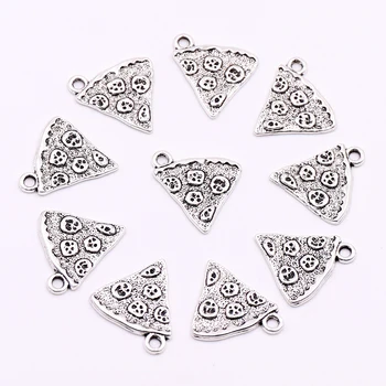 

10pcs 30pcs Tibetan Silver Pizza Charms for Jewelry Making Drink and Food Components for Jewelry Necklace Bracelets Making