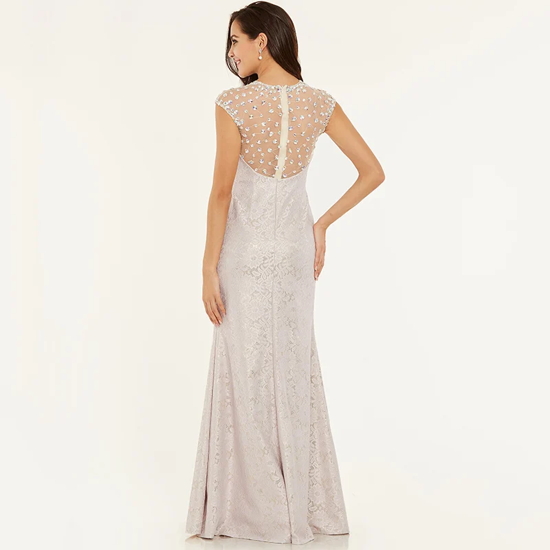 Tanpell beaded lace evening dresses ivory scoop neck cap sleeves floor length gown cheap women prom formal long evening dress Tanpell beaded lace evening dresses ivory scoop neck cap sleeves floor length gown cheap women prom formal long evening dress