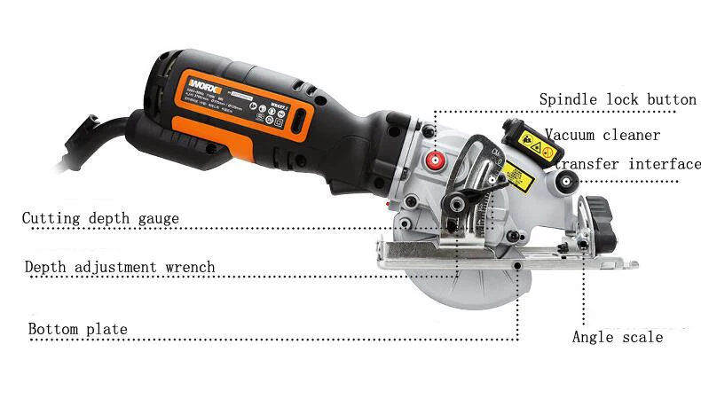 WX427 многофункциональная бытовая электрическая циркулярная пила, дерево, металл, камень ручная пила электроинструменты с лазером