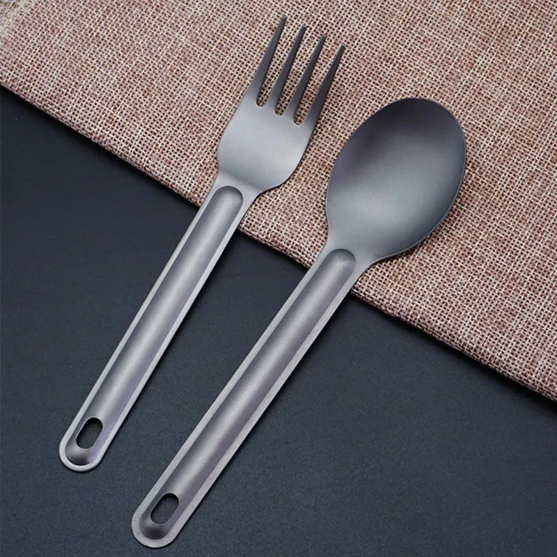 

EDC Spoon Long Straight Handle Lightweight Portable Corrosion Resistant Pure Titanium Tableware Outdoor Camping Travel Flatware