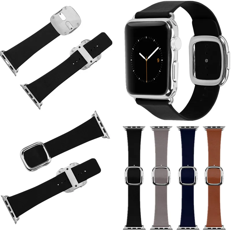 

New Replacement Modern Buckle Genuine Leather Wrist Bands Strap for Apple Watch 42mm/38mm