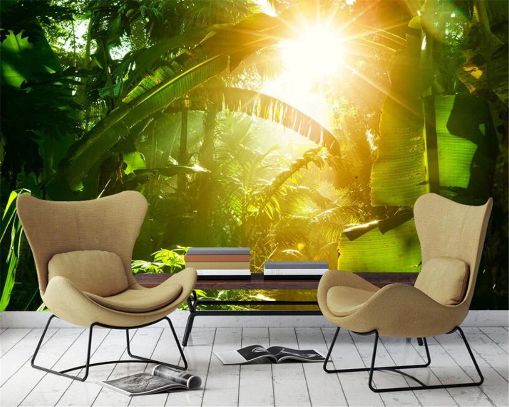 Beibehang 3d Wallpaper Cerah Hutan Hijau Daun Pisang Tv Latar Belakang Dinding Ruang Tamu Kamar Tidur Latar Belakang Mural Papel De Parede Mural Papel De Parede Papel De Paredede Parede Aliexpress